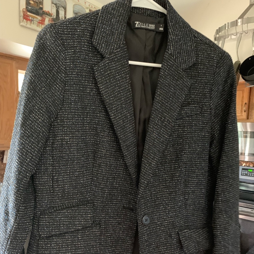 Tweed black blue and silver blazer